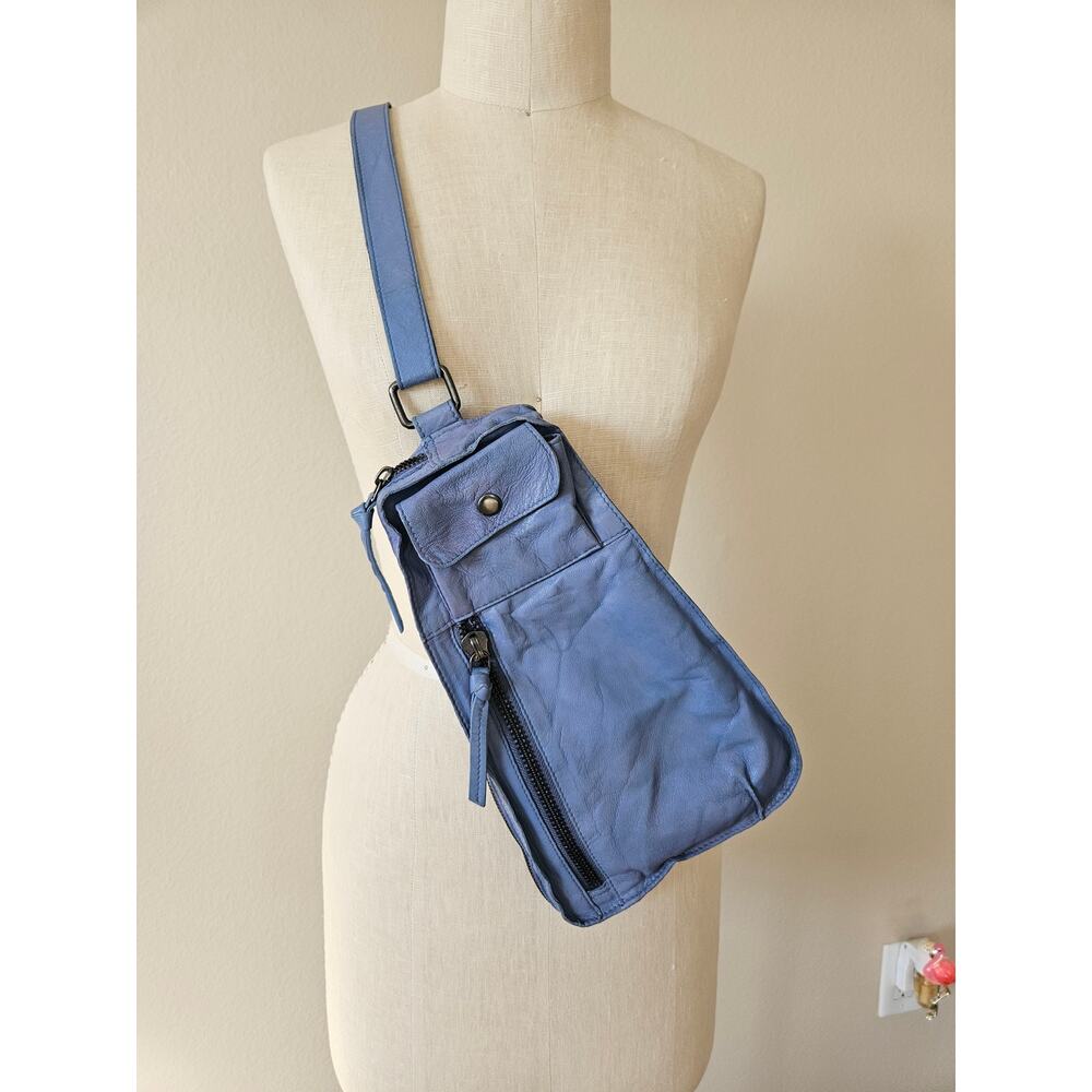 Free People Periwinkle Leather Crossbody Sling Bag